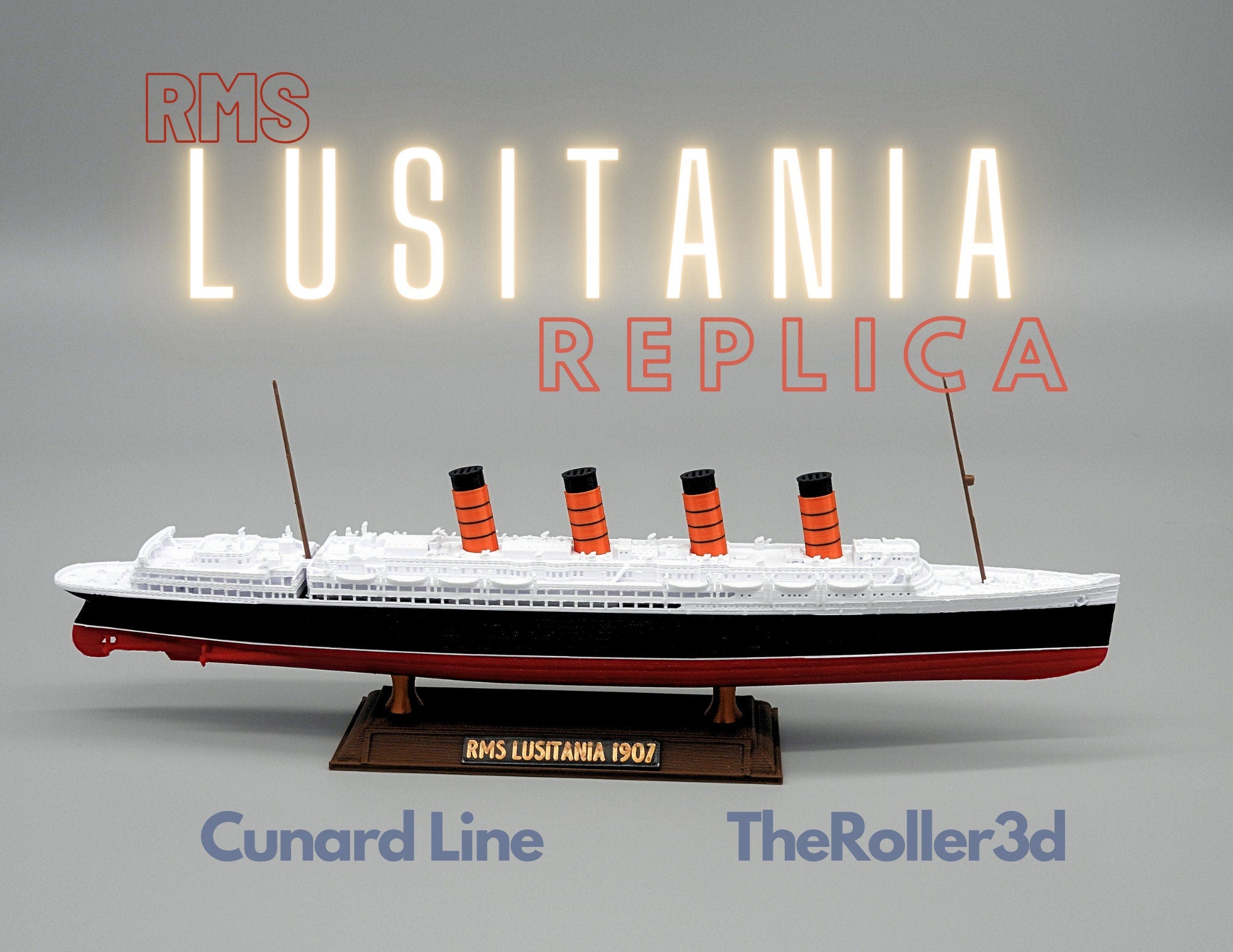 RMS Lusitania Model 1 Foot in Length, Highly Detailed Replica